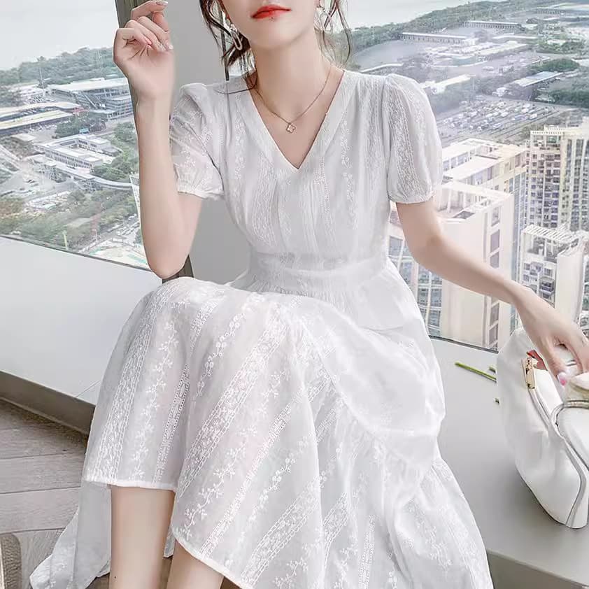 大人ワンピース ロング レースティアード 優美ロングワンピース