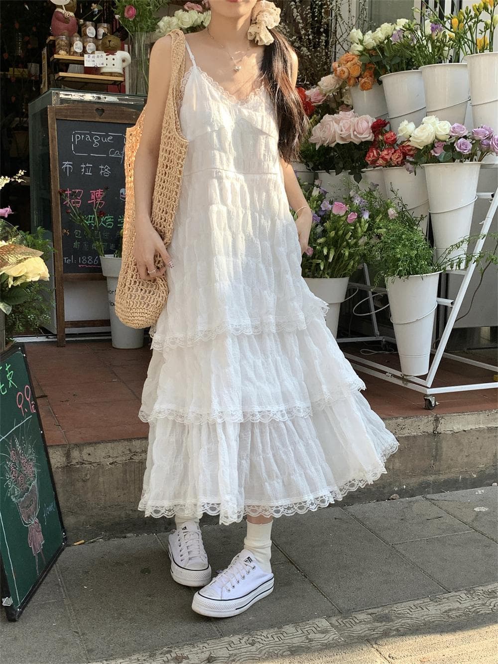 大人ワンピース ロング レース重ねティアードロマンスワンピース