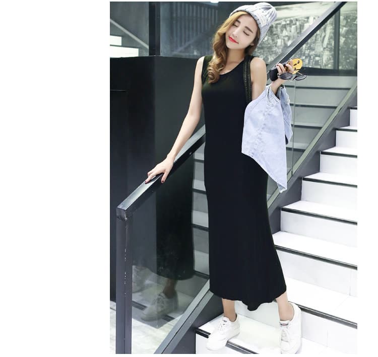 大人ワンピース マキシ シンプルマキシ丈ニットワンピース