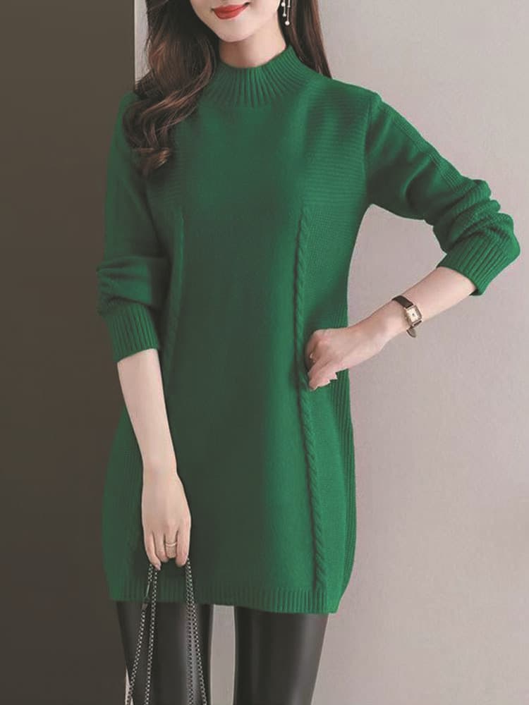 大人ワンピース ロング 秋冬シンプルニットワンピース