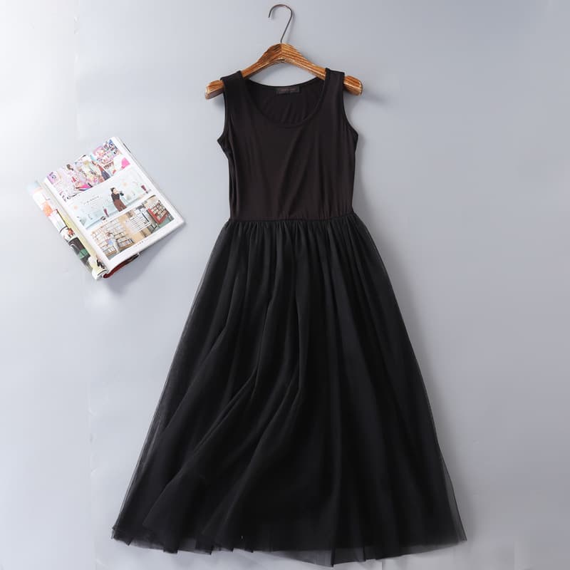 大人ワンピース ロング シンプルチュールキャミソールワンピース