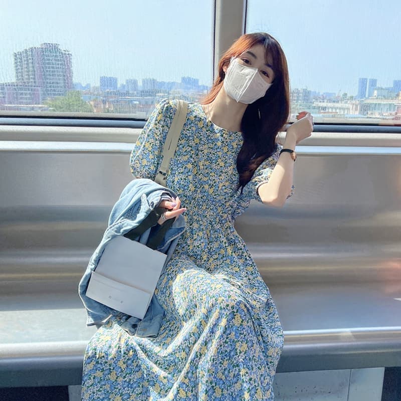 大人ワンピース ロング ティアードフリル フェミニン花柄ワンピース