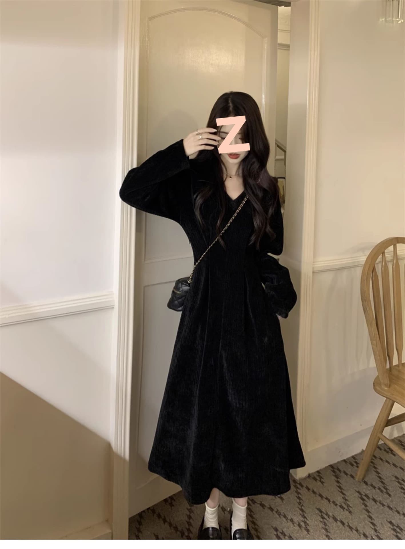 大人ワンピース ロング レトロ調フレア大人ワンピース