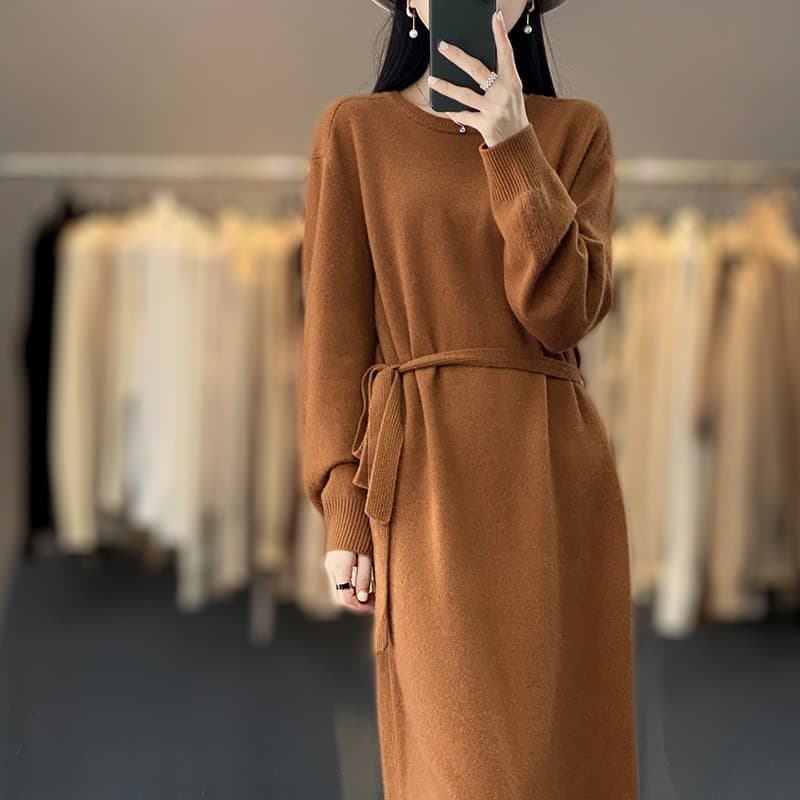大人ワンピース ロング シンプル大人ニットロングワンピース