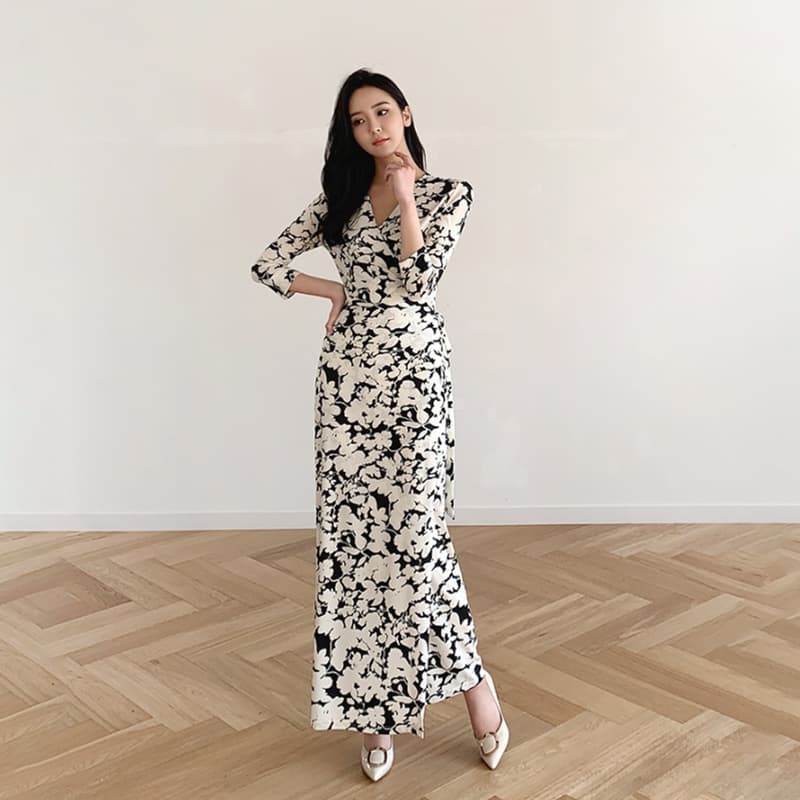 大人ワンピース ロング 花柄 上品レディースワンピース