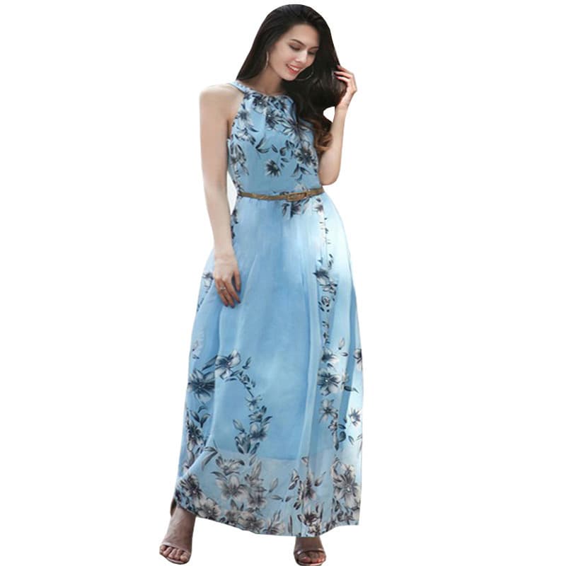 大人ワンピース マキシ 花柄シフォン プリーツ マキシワンピース
