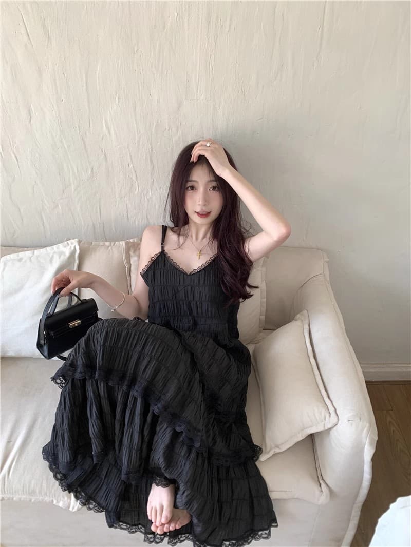 大人ワンピース ロング レース重ねティアードロマンスワンピース