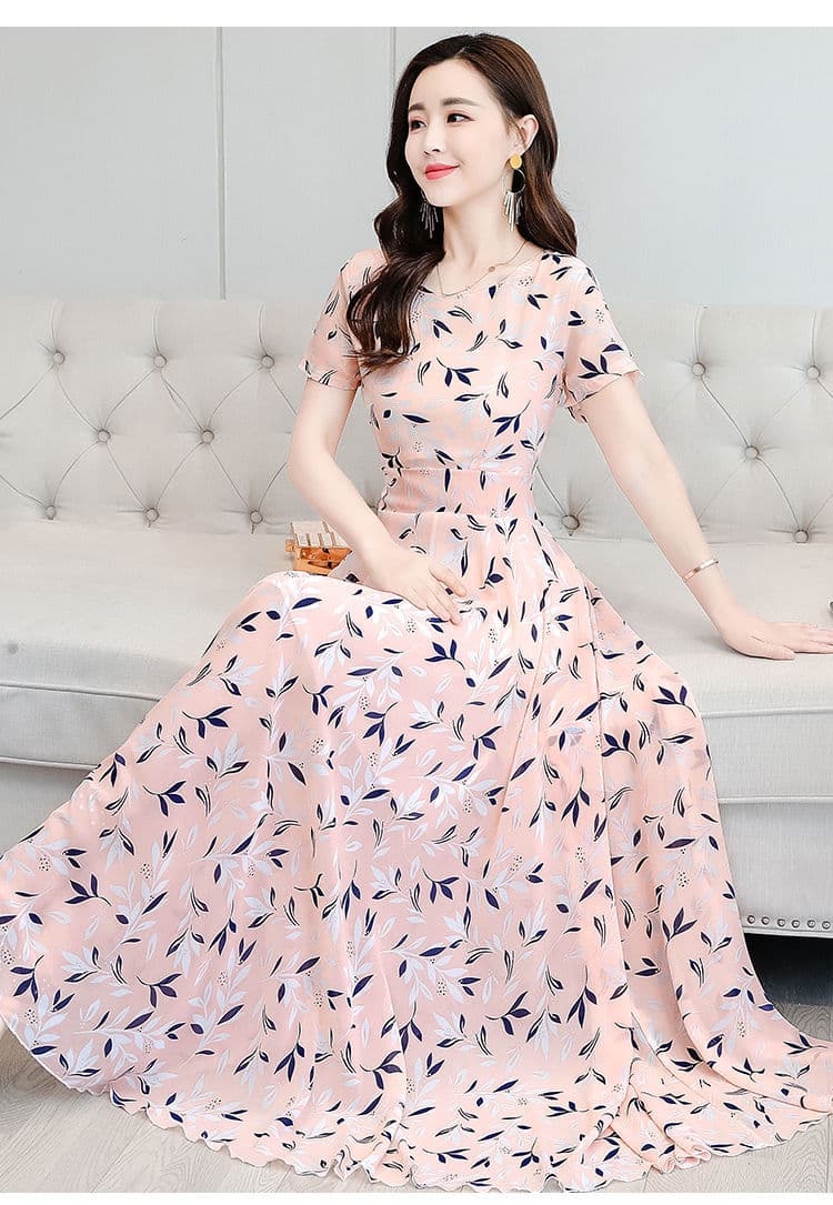 大人ワンピース ロング 花柄フレアロングワンピース