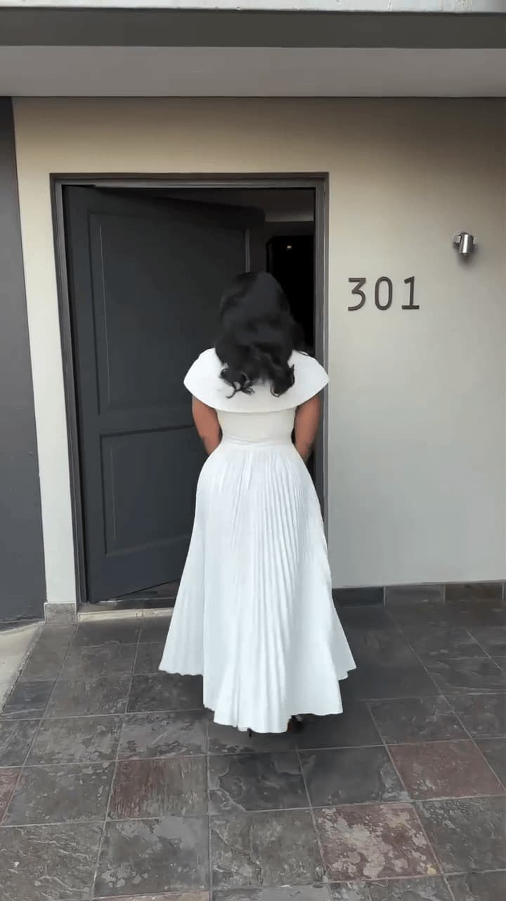 大人ワンピース ロング プリーツドレープワンピース