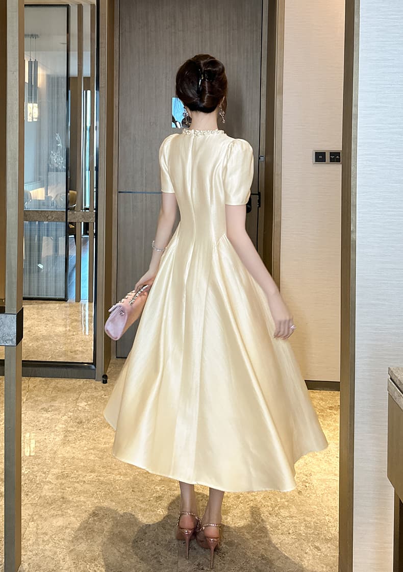 大人ワンピース ロング パール襟付きプリンセスワンピース
