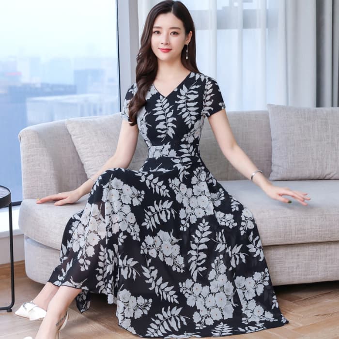 大人ワンピース ロング 花柄デザイン ふんわりワンピース