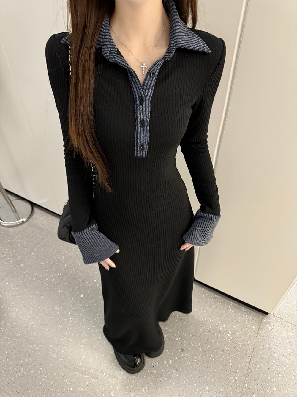 大人ワンピース ロング 細身シルエット 大人ロングワンピース