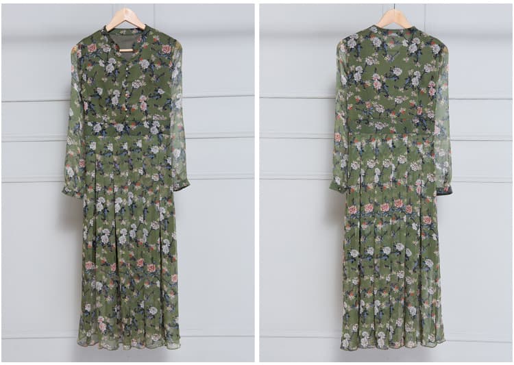 大人ワンピース ロング 花柄シフォンロングワンピース