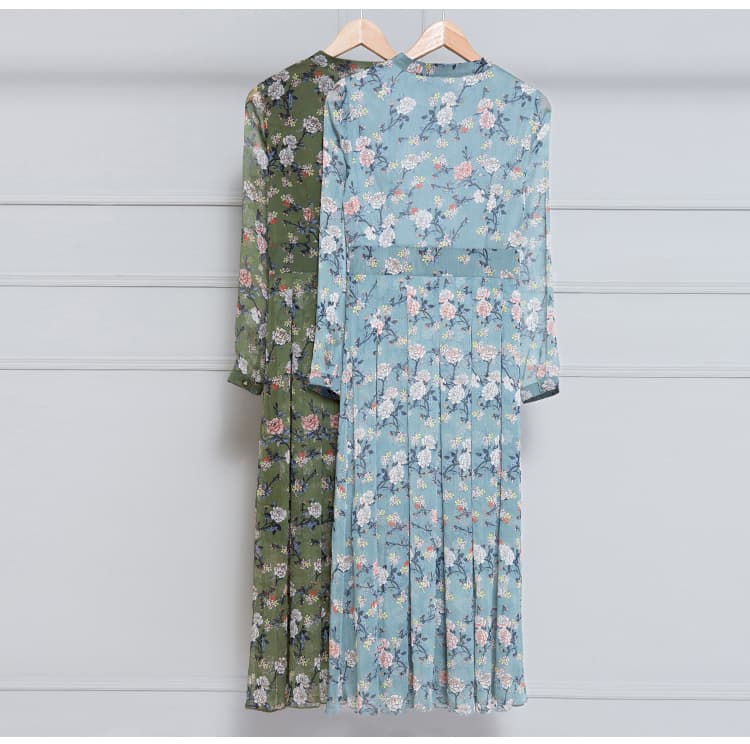 大人ワンピース ロング 花柄シフォンロングワンピース
