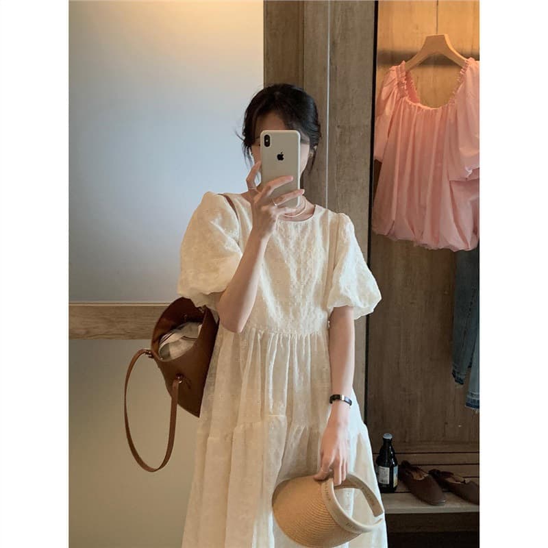 大人ワンピース ロング 優美なティアードフリル袖