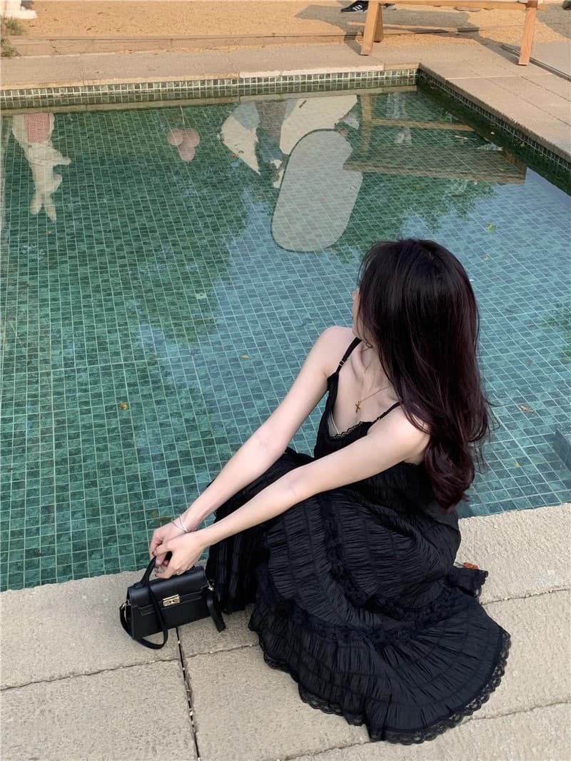 大人ワンピース ロング レース重ねティアードロマンスワンピース