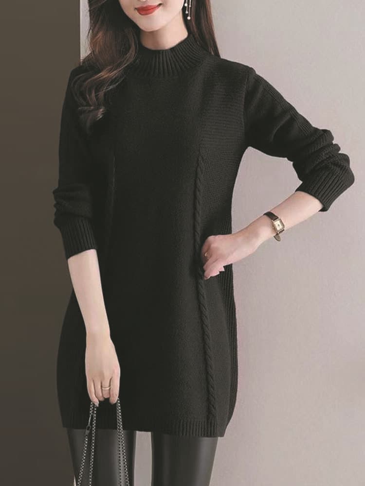 大人ワンピース ロング 秋冬シンプルニットワンピース