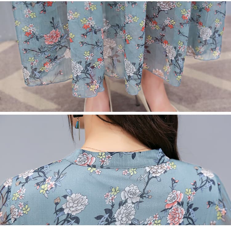 大人ワンピース ロング 花柄シフォンロングワンピース