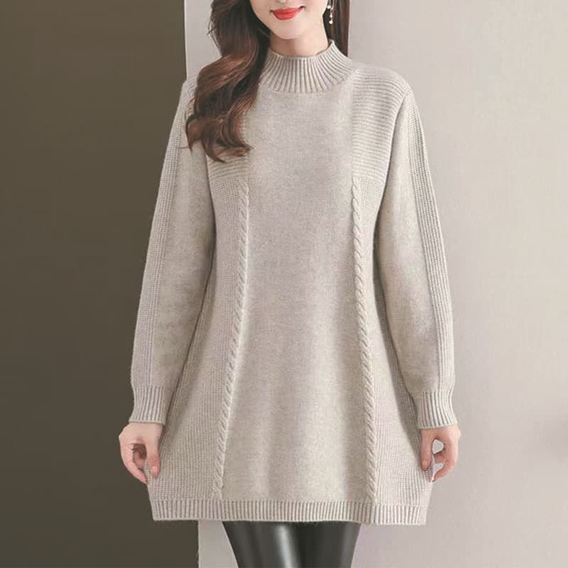 大人ワンピース ロング 秋冬シンプルニットワンピース