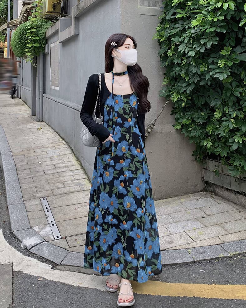 大人ワンピース マキシ 花柄キャミソールマキシ丈ワンピース