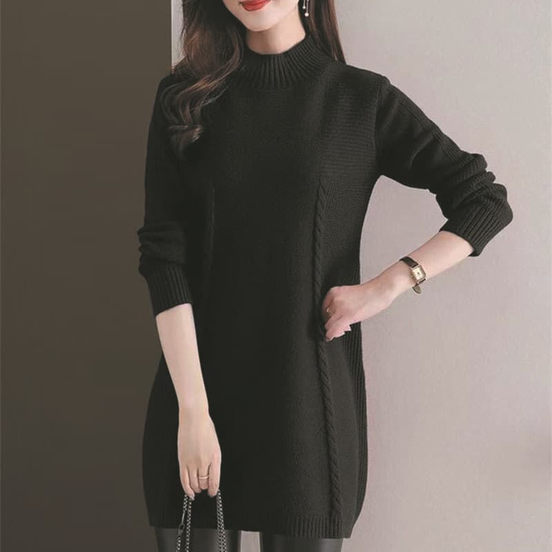 大人ワンピース ロング 秋冬シンプルニットワンピース