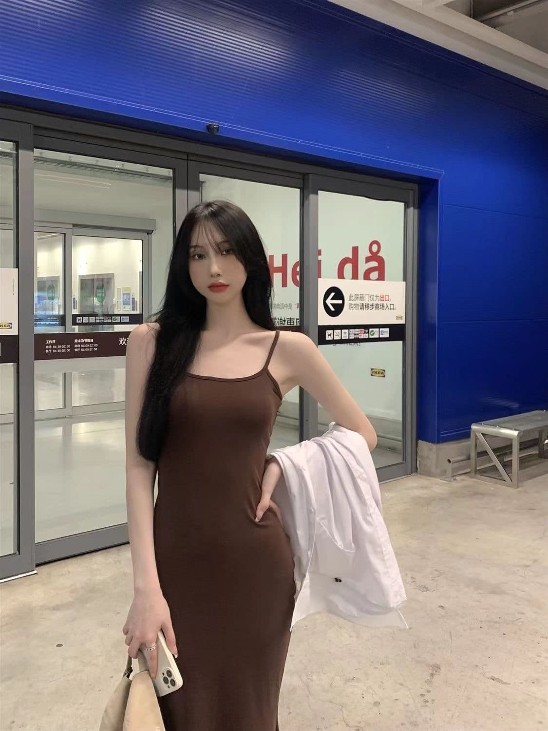 大人ワンピース ロング なめらかシルエットキャミソールワンピース
