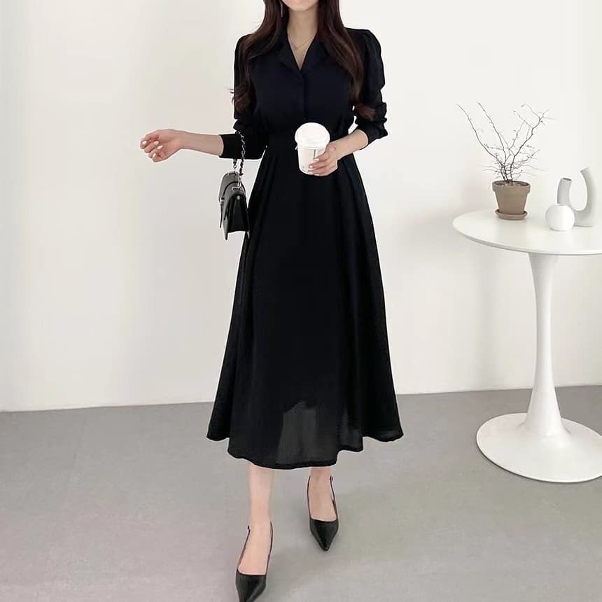 大人ワンピース ロング 上品クラシカルシャツワンピース