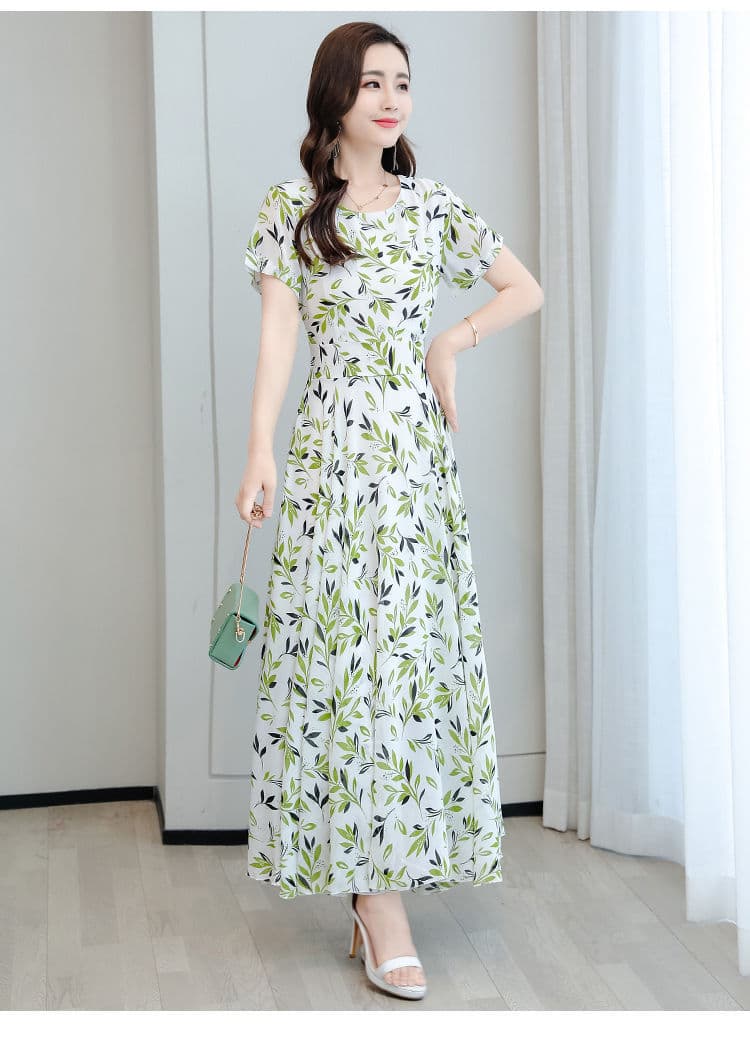 大人ワンピース ロング 花柄フレアロングワンピース