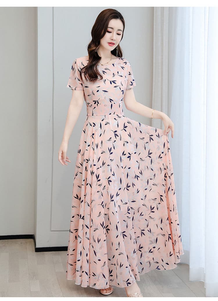 大人ワンピース ロング 花柄フレアロングワンピース