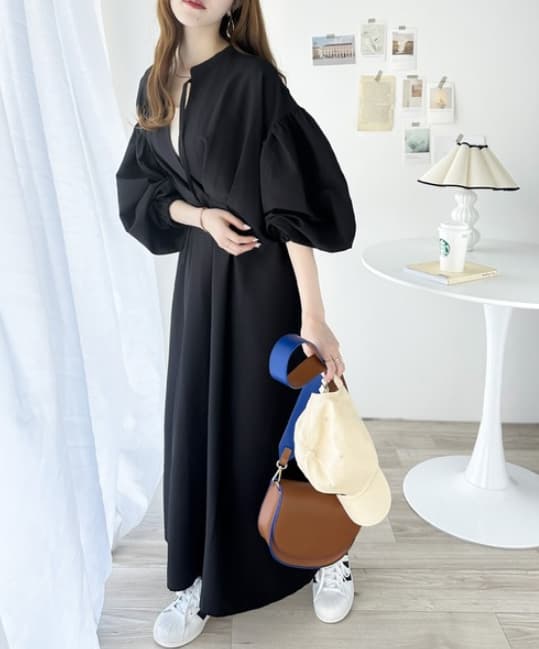 大人ワンピース 前後着用可能な二通り着回しロング丈シャツワンピース
