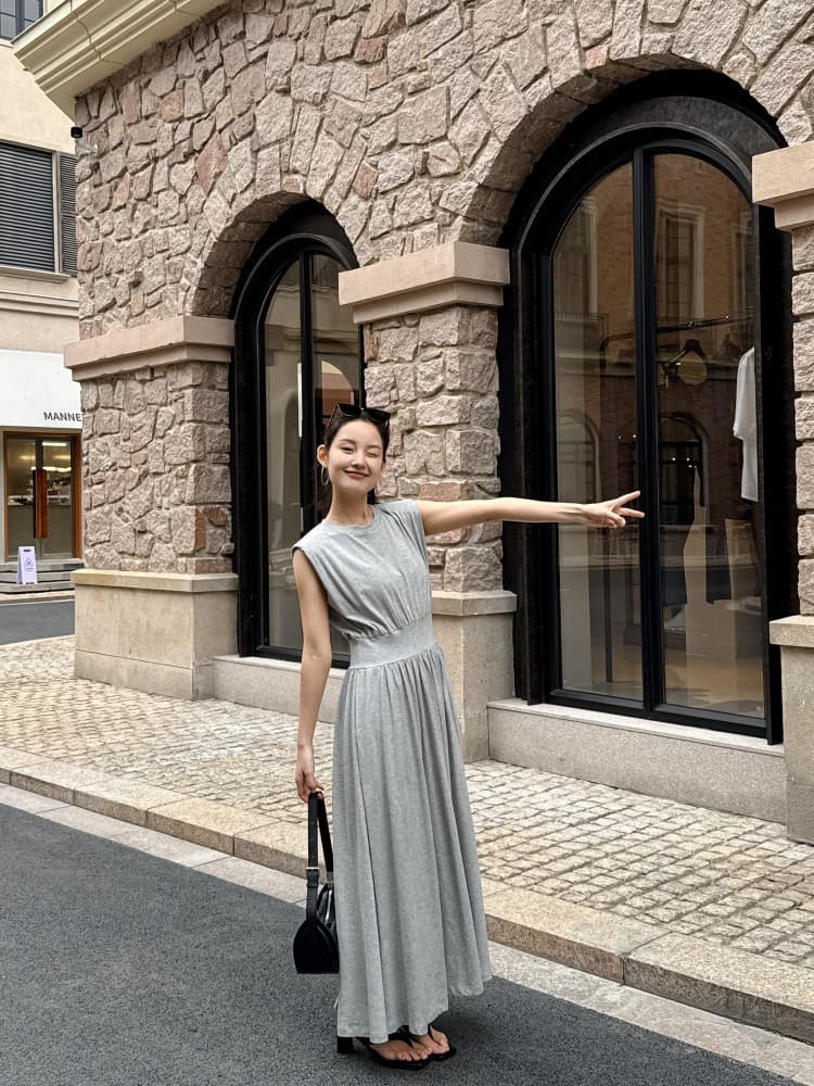 大人ワンピース ロング 上品フレアシルエットロングワンピース