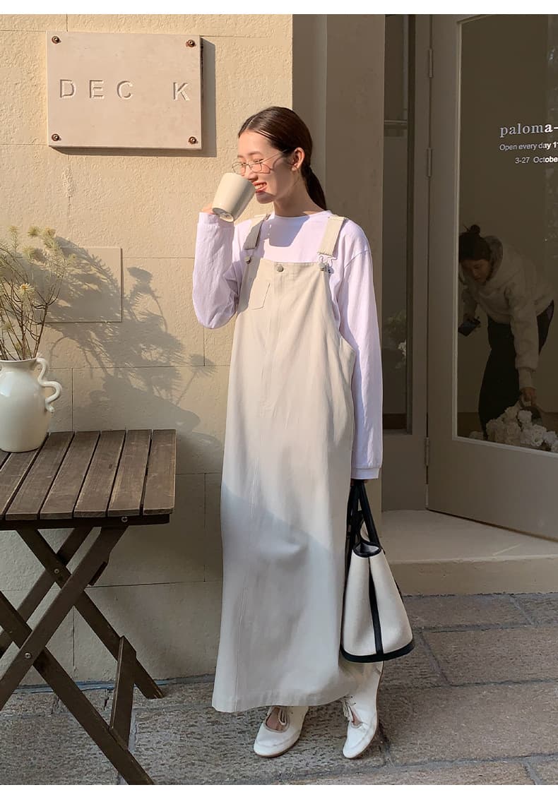 大人ワンピース ロング サロペットスタイル マキシワンピース
