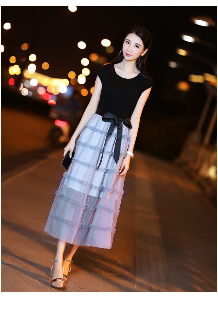 大人ワンピース ロング シアーティアードロングワンピース