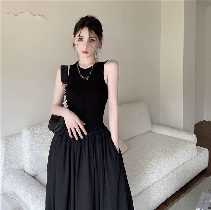 大人ワンピース ロング シンプルロングキャミワンピース