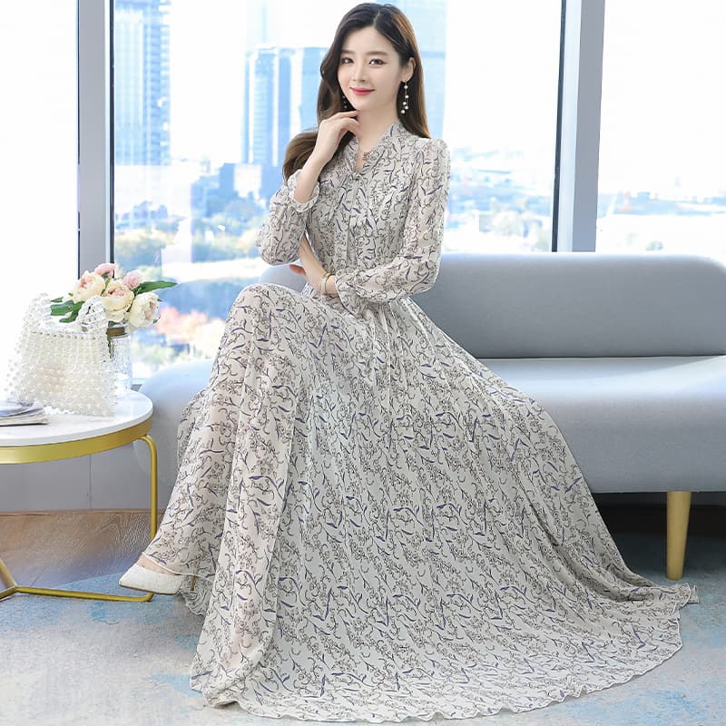 大人ワンピース ロング 花柄フェミニンワンピース