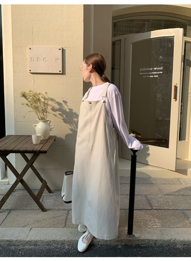 大人ワンピース ロング サロペットスタイル マキシワンピース