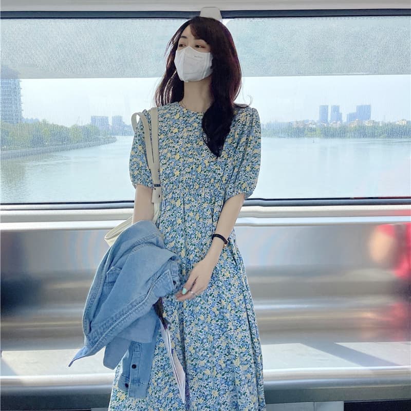 大人ワンピース ロング ティアードフリル フェミニン花柄ワンピース