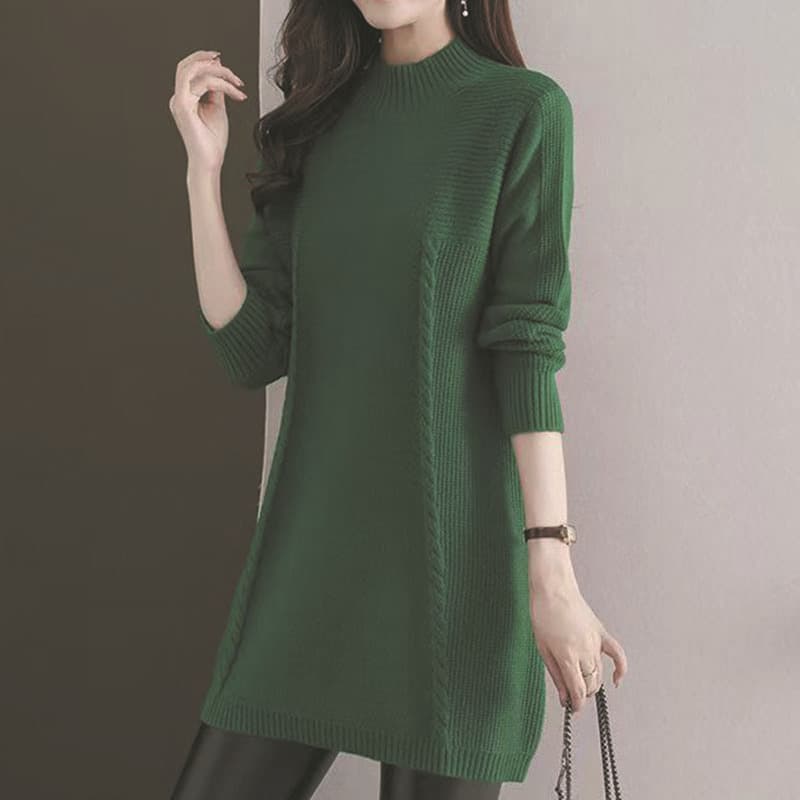大人ワンピース ロング 秋冬シンプルニットワンピース