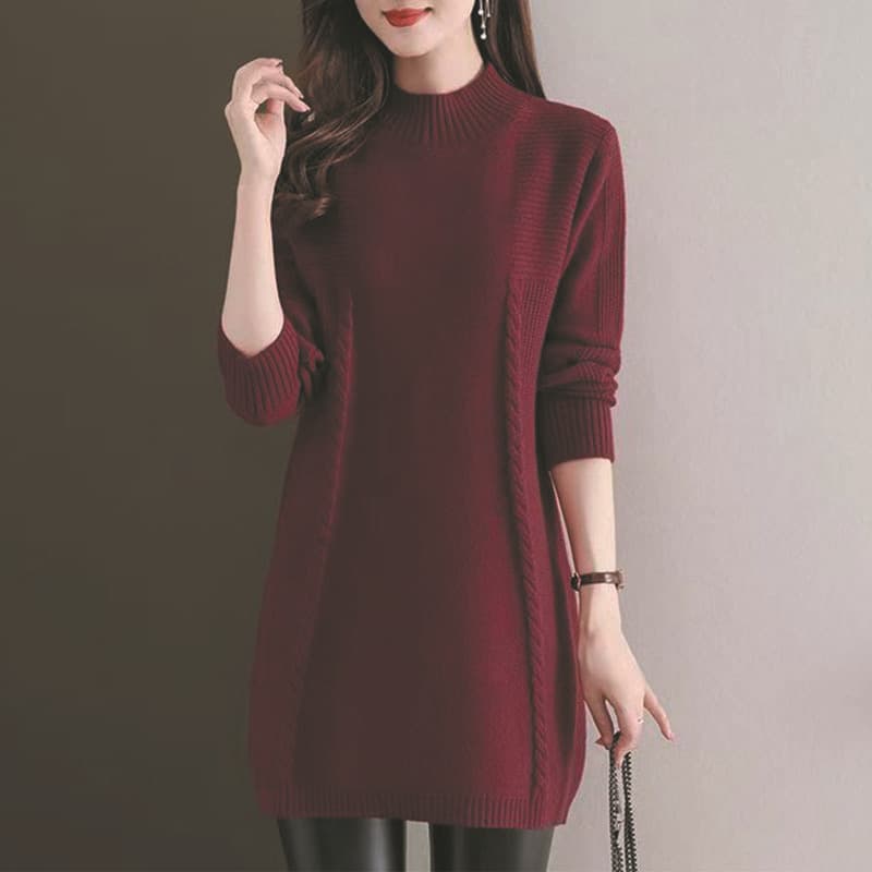 大人ワンピース ロング 秋冬シンプルニットワンピース