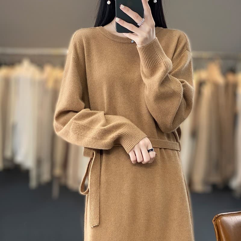 大人ワンピース ロング シンプル大人ニットロングワンピース