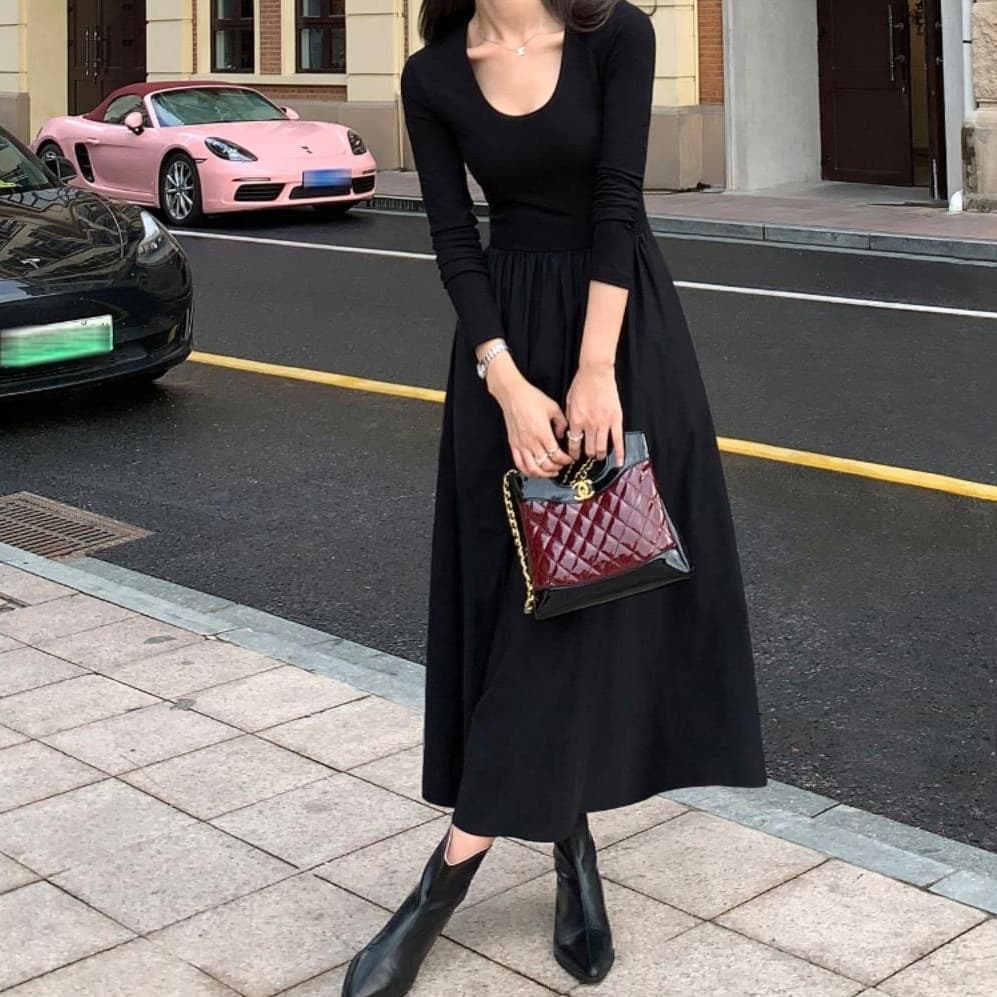 大人ワンピース ロング しなやかシルエットワンピース