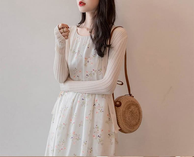 大人ワンピース ロング 花柄ノースリーブギャザーワンピース