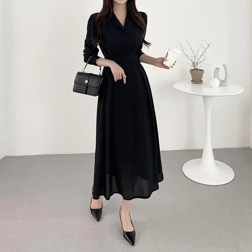 大人ワンピース ロング 上品クラシカルシャツワンピース