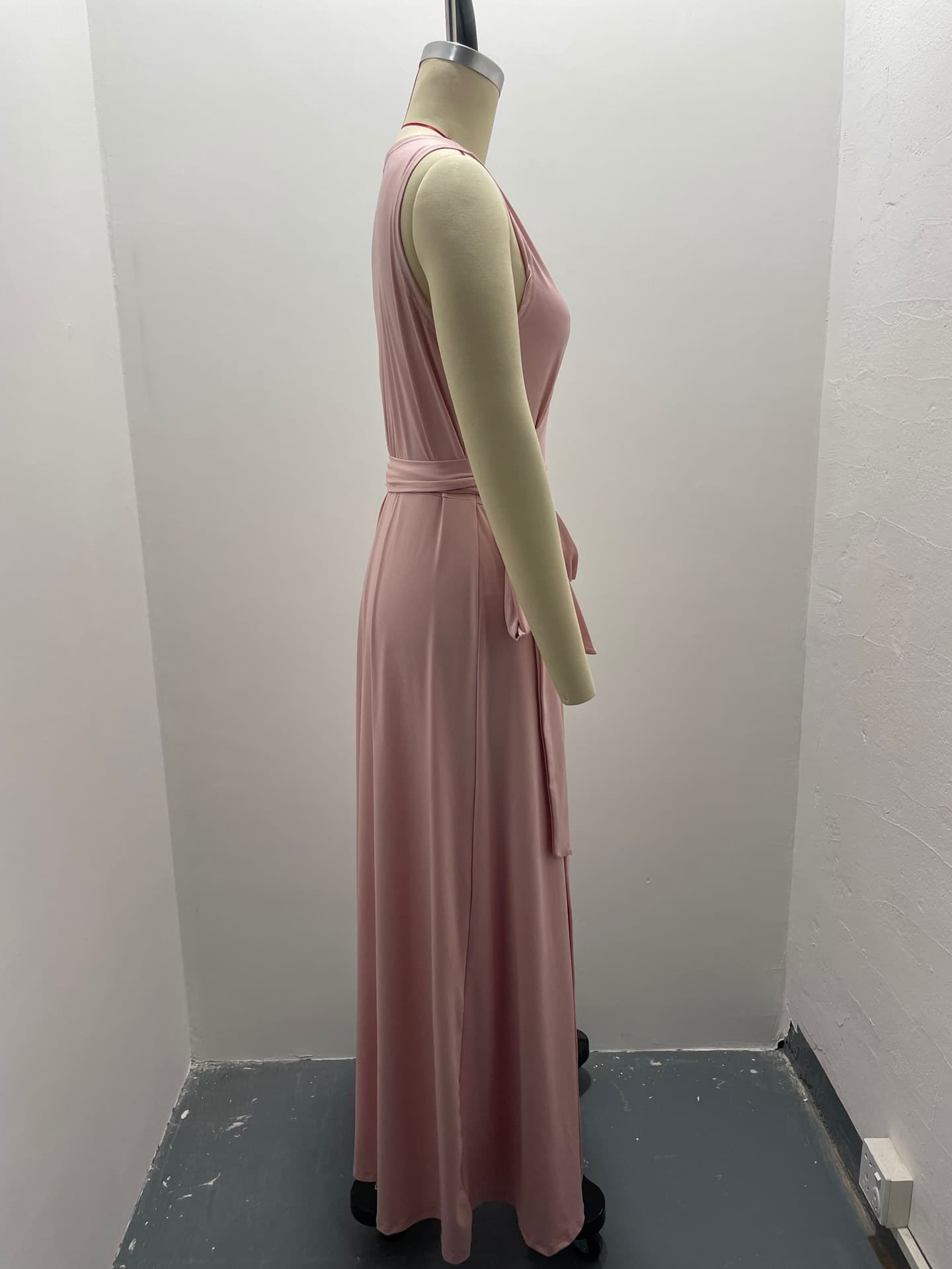 大人ワンピース ロング 上品Vネックサマーロングワンピース
