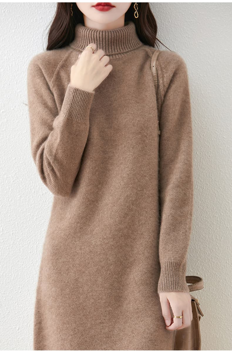大人ワンピース ロング タートルネック大人ニットワンピース