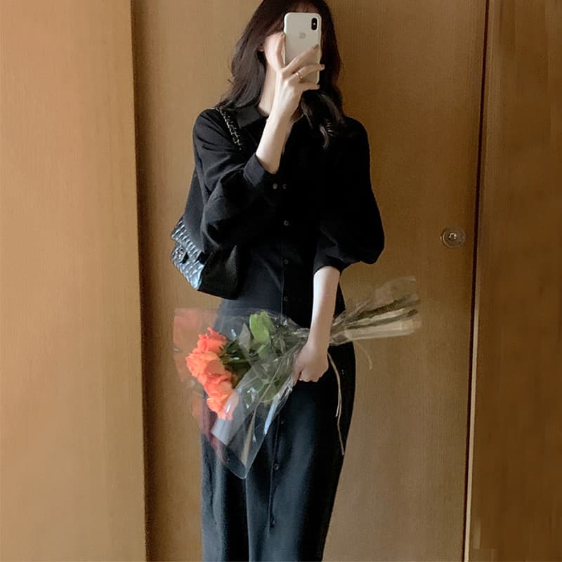 大人ワンピース ロング 上品シルエットシャツワンピース