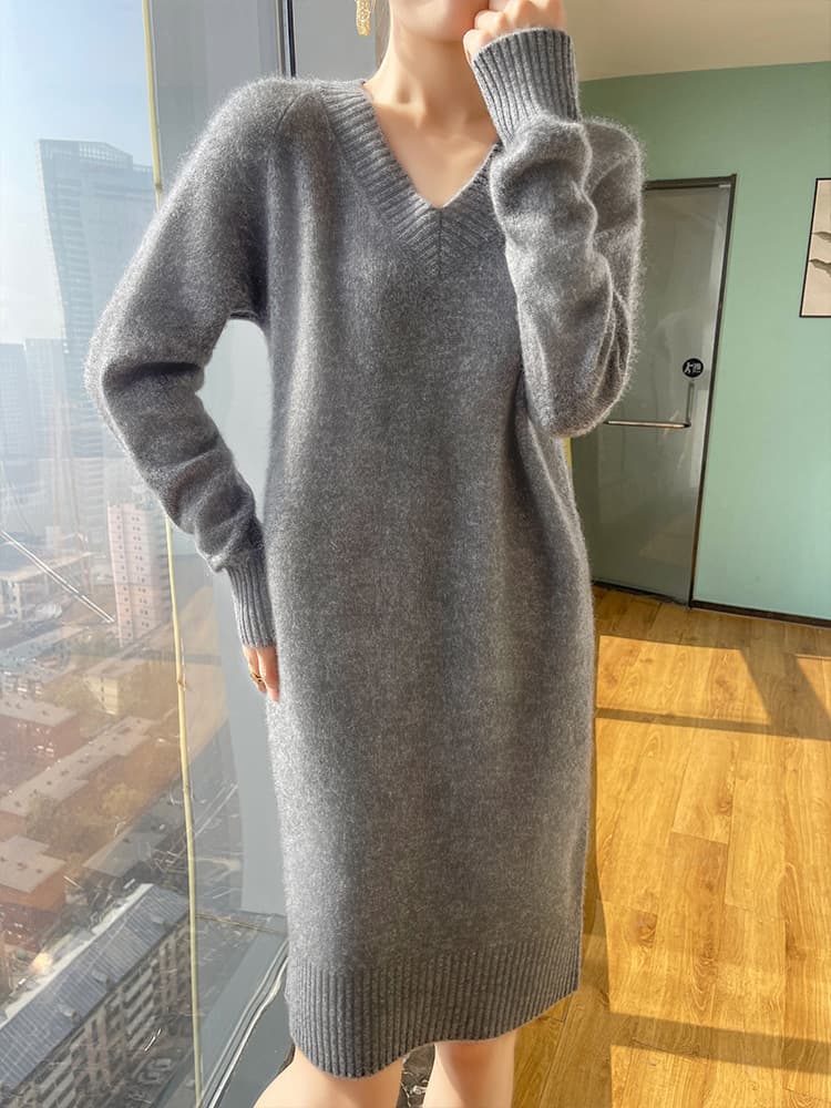 大人ワンピース ロング しなやか上質カシミヤ大人ニットワンピース