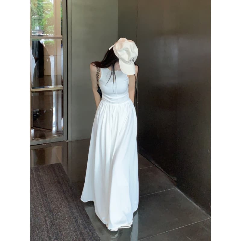 大人ワンピース ロング シンプルロングキャミワンピース