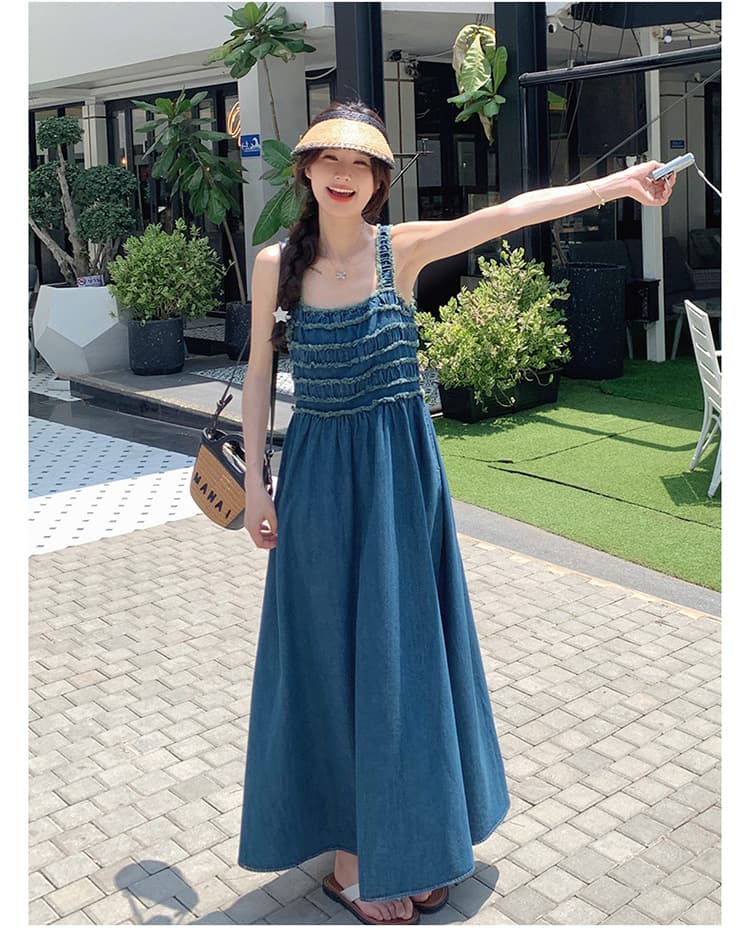 大人ワンピース ロング デニムマキシワンピース