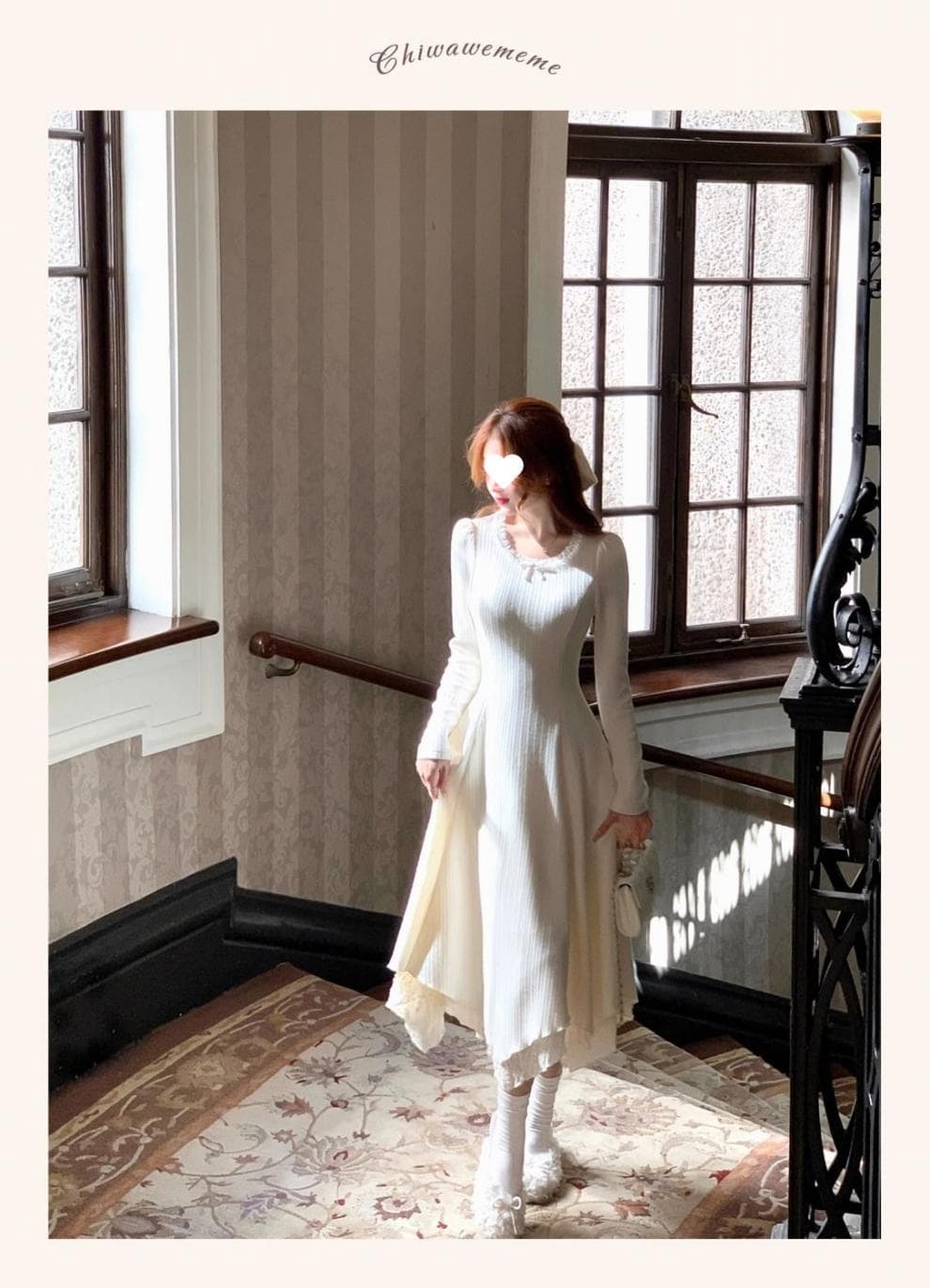 大人ワンピース ロング 優雅なプリーツニットワンピース